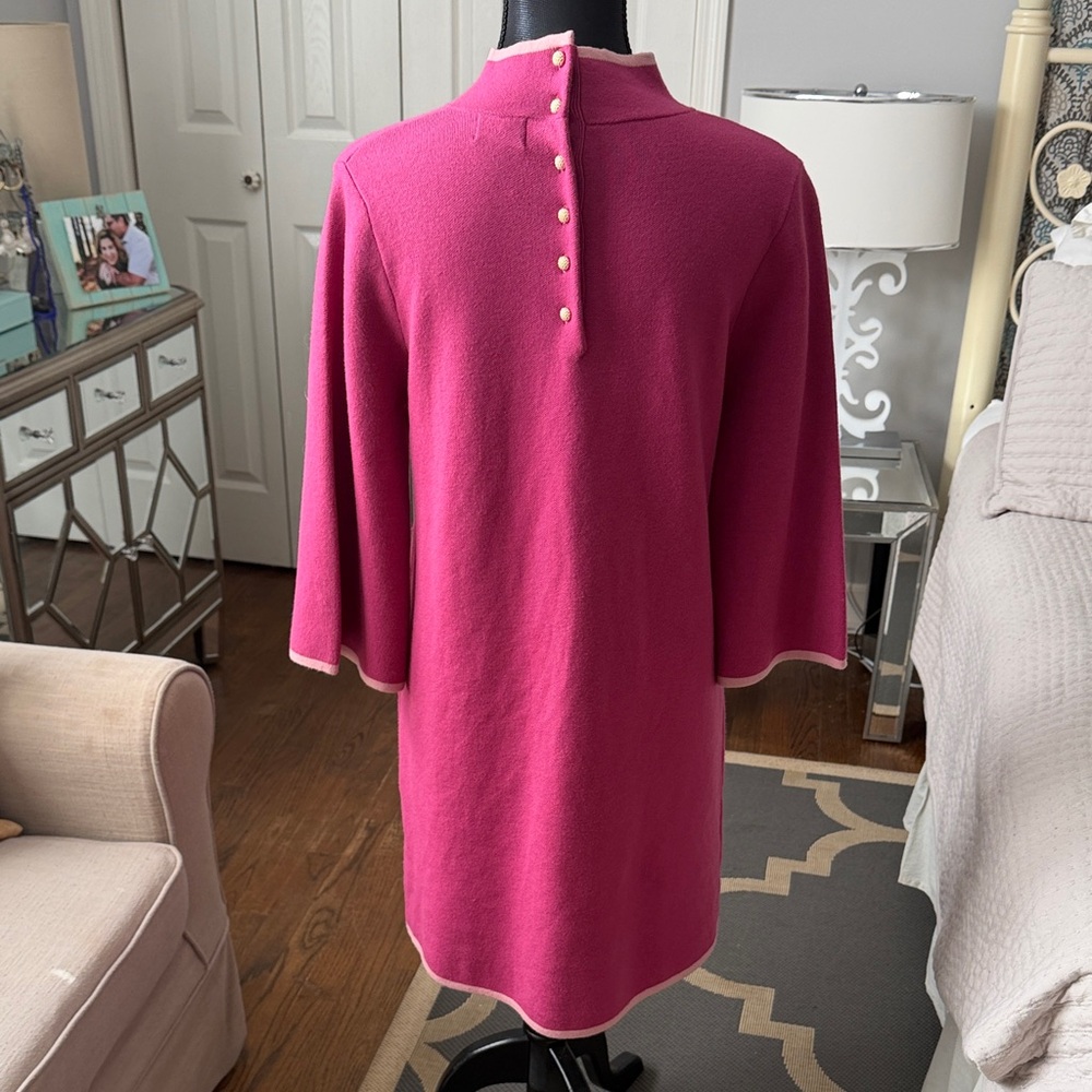 FATE Pink Mock Neck Knit Dress w/ Pockets & Gold Buttons NWT - Picture 5 of 10